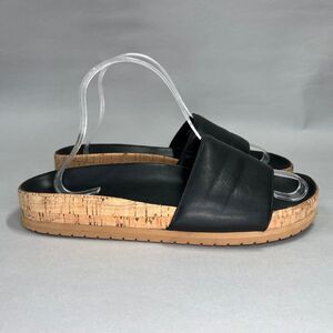 Vince Gavin-B Sandals Women's Size 9.5 Black Leather Cork Slide Flip Flop Slides